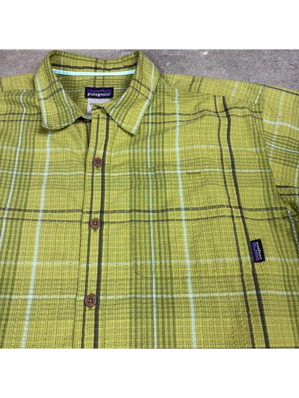 Patagonia Green Plaid Button Up